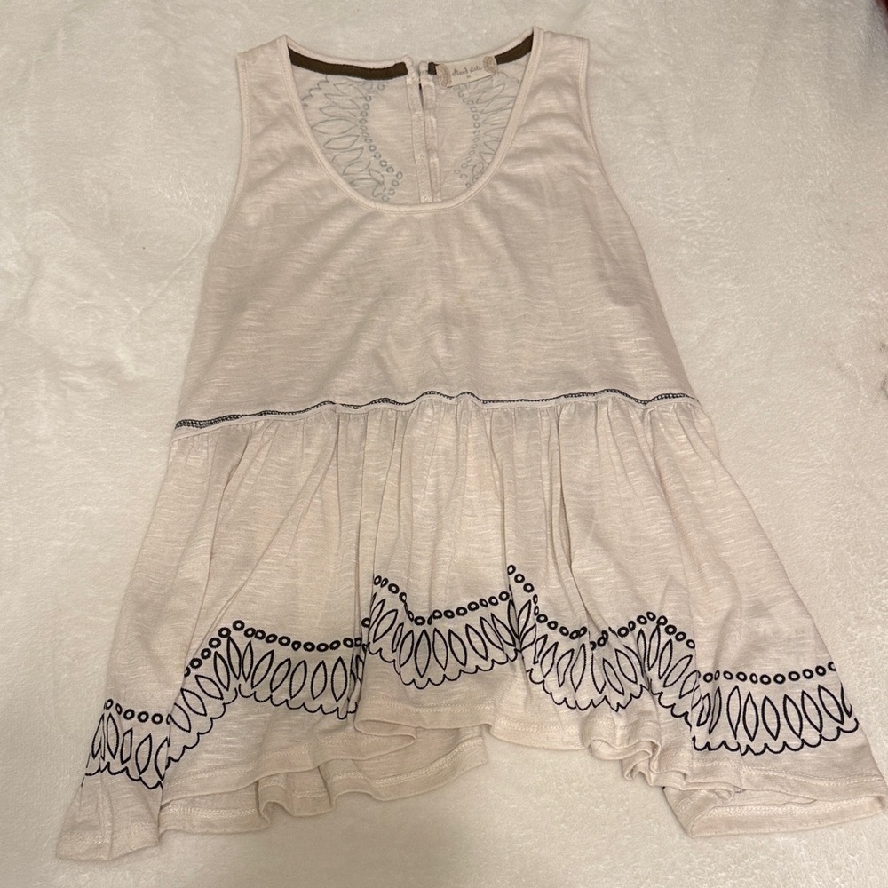 Altar'd State Cream Tank Top with Black Detailing